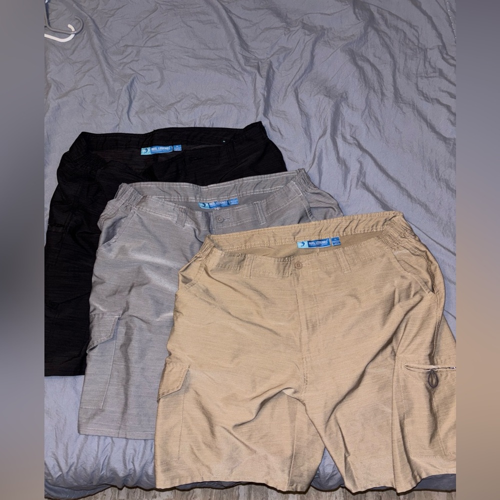 Set of Three Cargo Shorts - Black, Gray, Tan